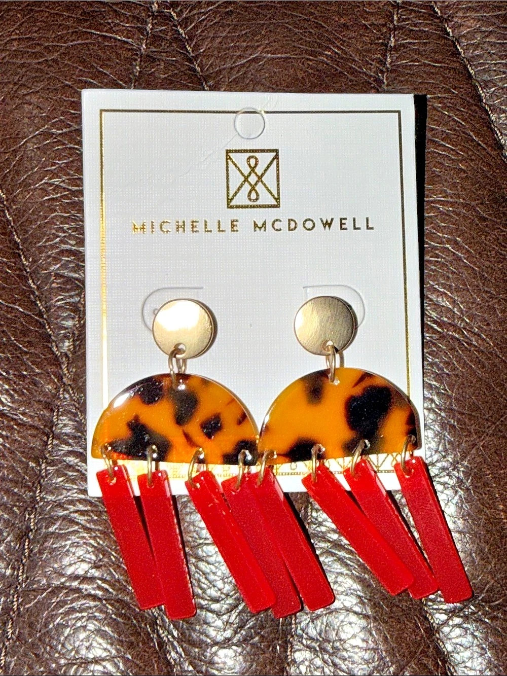 Michelle McDowell Krista Red Earrings Animal Print Fringe